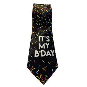 Its My Birthday Mens Necktie Black Polyester Confetti Party Celebration